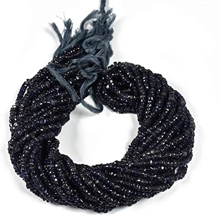 13 inch Strand of Natural gem Iolite, 4mm Rondelle Faceted Beads for DIY Jewelry Making. | Beads_04849