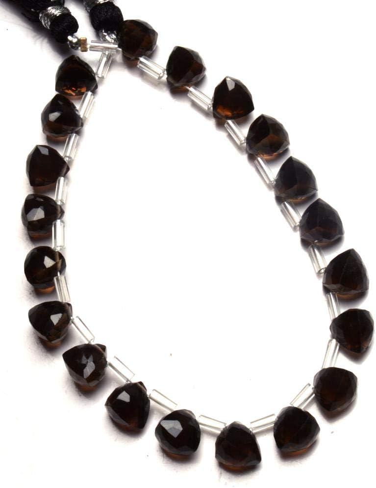 GEMZ 8 inch Strand of Natural Smoky Quartz Trillion Shape Faceted Cut Smoky Color briollete Beads for DIY Jewelry Making- Earring Necklace Bracelet.