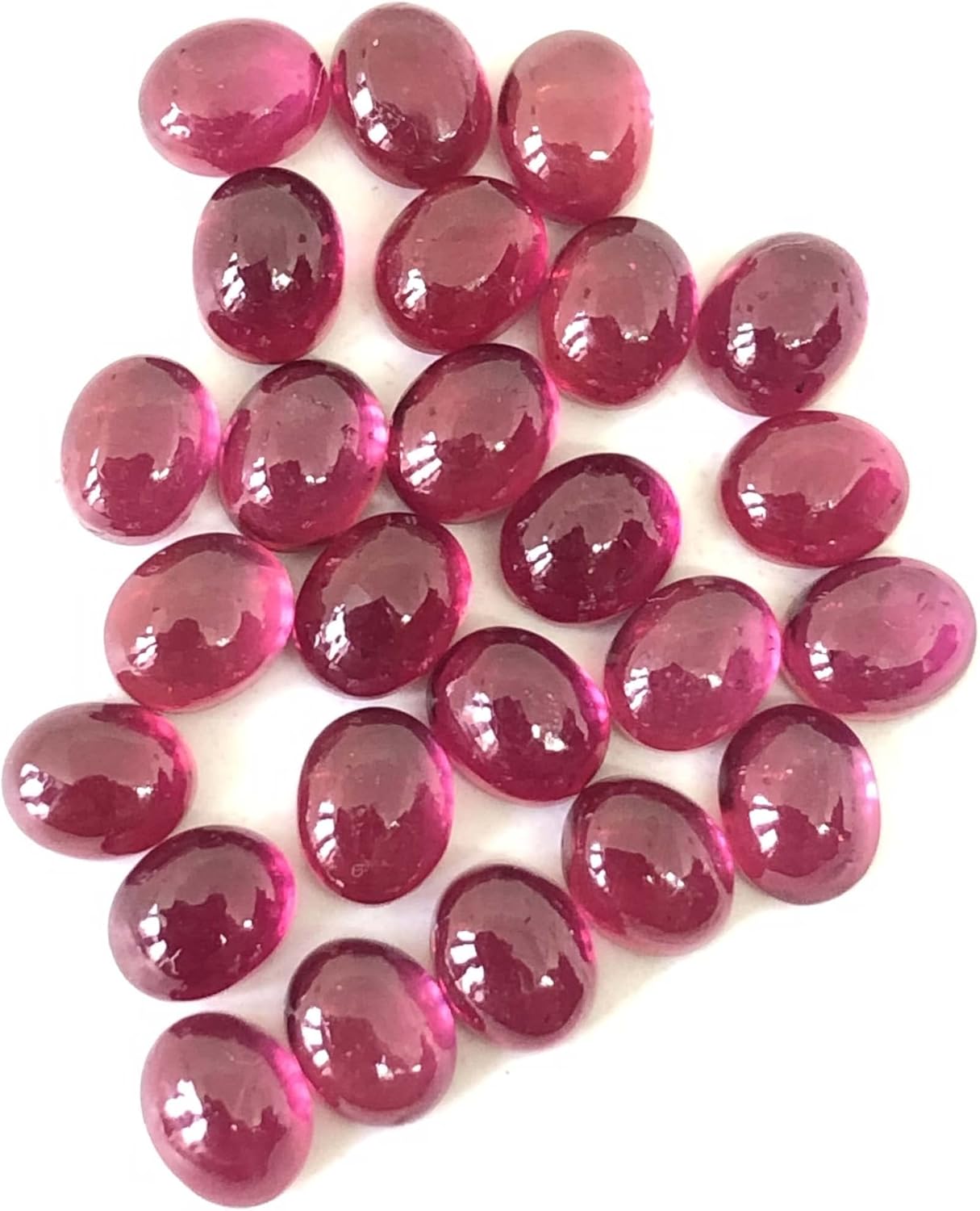 15.94 Ct Luster Ruby Oval Shape Cabochon Size 5x4 mm Attractive High Quality Wholesale 25 Pcs Lot Loose Gemstone Best For Making Necklace, Pendant, Earring Jewelry
