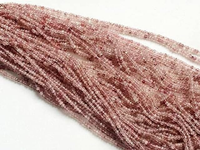 Natural Strawberry Quartz Faceted Rondelle Beads, Pink Beads, 3mm, 8 inch lot of 10 Strands CHIK-STRD-96437