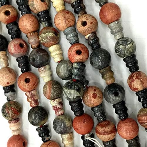 1 strands natural pink black gray silver leaf jasper pagoda tee three links buddha head tibet guru barrel big hole beads size: 10mm+6x8mm (10 sets/lot) 04225