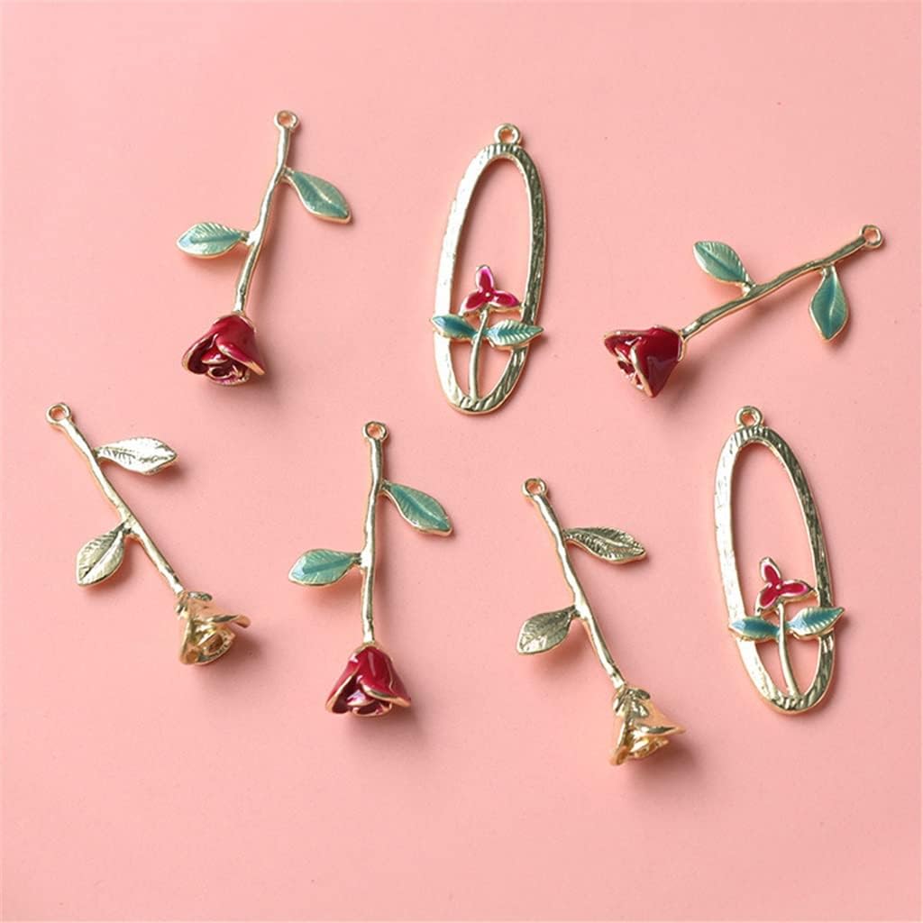 SIDUFHAOPKLL Vintage Rose Alloy Oil Drip Earrings Jewelry Accessories Pendant Handmade DIY Making Material Kit(Black)