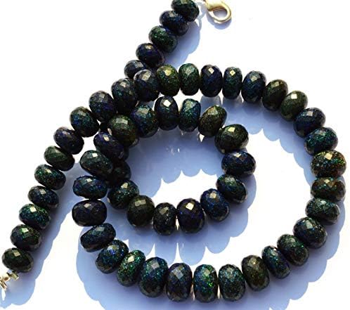Very Rare Natural Gem Australian Matrix Black Opal Big 10 to 11MM Faceted Rondelle Beads 17 Inch Full Strand Finished Necklace Rare Gem