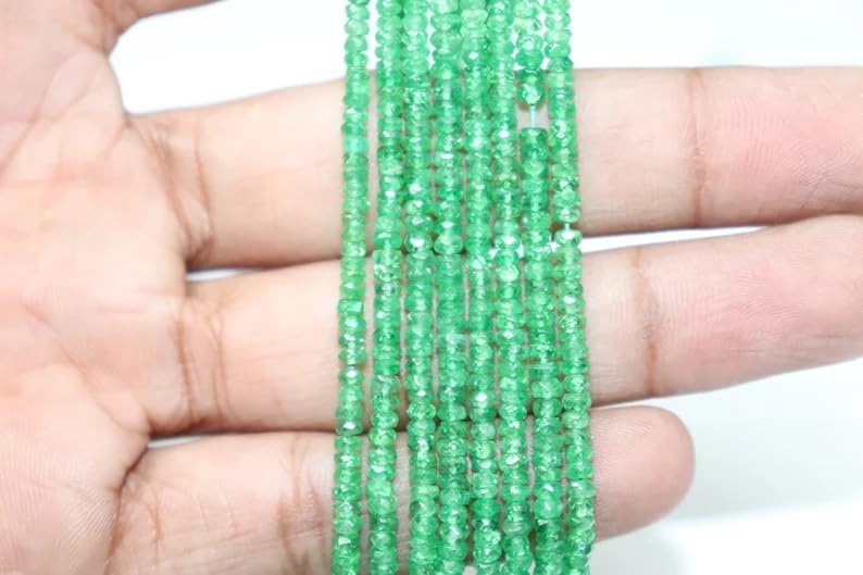 Tsavorite Faceted Rondelle Beads 3-3.5 mm Tsavorite Faceted Beads Tsavorite Rondelle Beads Tsavorite Beads Strand