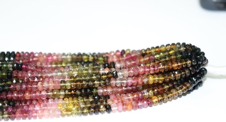 Multi Tourmaline Faceted Rondelle Beads 4-75-5 mm Tourmaline Rondelle Beads Wholesale Beads Excellent Cut for Making Jwelery