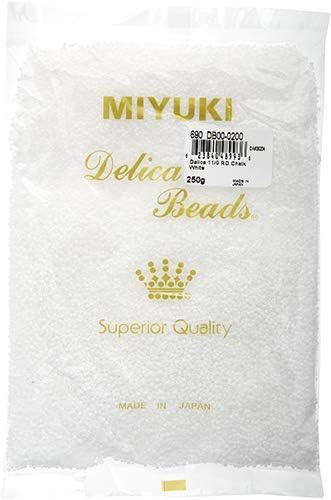 Miyuki Delica 11/0 - Chalk White DB0200-250g Bulk Bag of Japanese Glass Beads | Chalk White Glass Beads | Delica 11/0 Beads for Jewelry Making and Crafting Projects