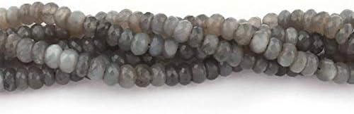 Big Halloween Sale Bulk Lot 5 Long Strands AAA Quality Rare Natural Gray Moonstone Faceted Rondelles - Roundel Beads 8mm-9mm 10 Inches SB418 Code-HIGH-36763