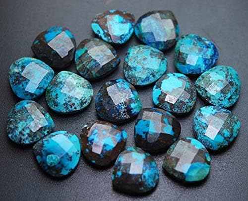4 Pcs Matched Pair,Super Finest,Natural Chrysocolla Faceted Heart Shape Briolette,14mm Code-HIGH-53527