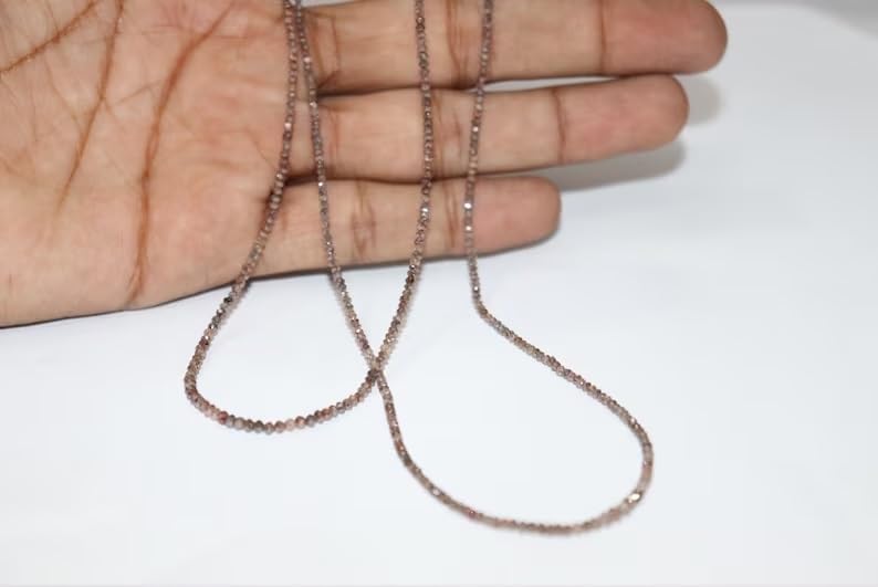 Natural Brown Diamond Faceted Rondelle Beads 1.8-2.2 mm Brown Diamond Faceted Bead Diamond Faceted Beads for Making Jewelry