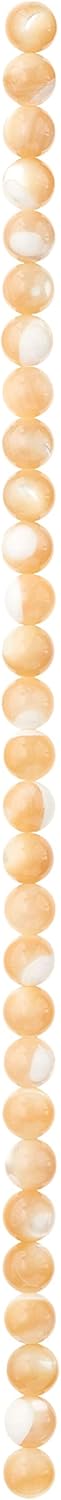 Bead Landing Natural Amber Mother of Pearl Round Beads, 6mm, 12 Pack