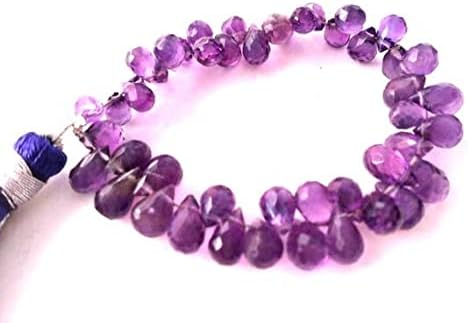 8 inch Strand of Natural Amethyst 3x5-4x6mm Teardrop Faceted briolette Beads for DIY Jewelry Making. |BRIO_00333