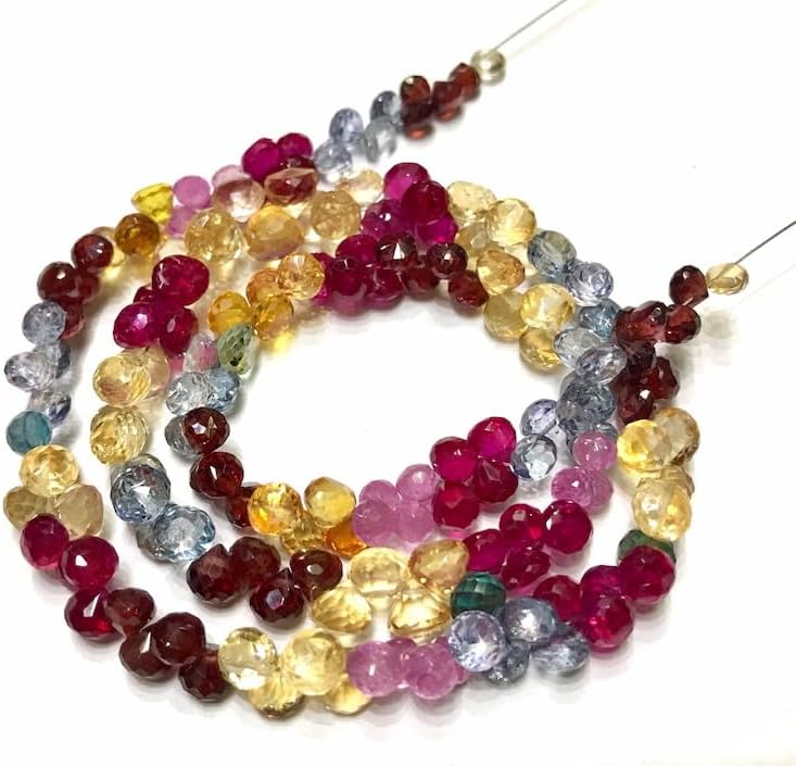Natural Multi Onion Faceted Beads 4x6 18 inch Long String Jewelry Making Gemstone Beads for Necklace Bracelet