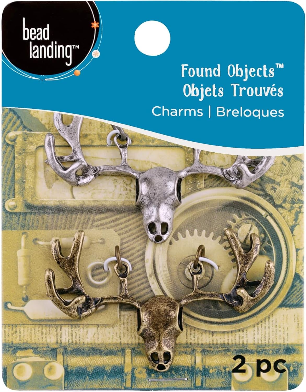 Bead Landing 12 Packs: 2 ct. (24 total) Found Objects™ Oxidized Brass & Silver Elk Charms