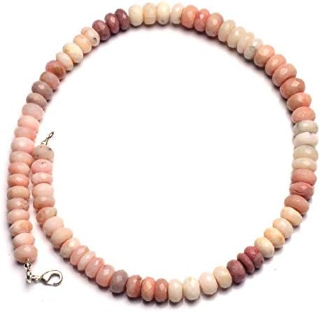 Natural Gemstone Peruvian Pink Opal Faceted Big Size 10 to 11MM Rondelle Beads Necklace 17 Inch Full Strand