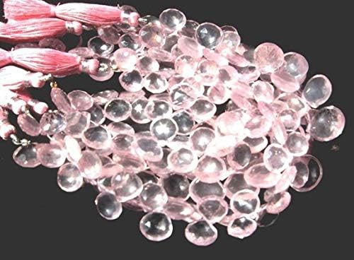 13 inch natural beads strand of 9.5-13x13mm faceted heart rose quartz gemstone briolletes beads for DIY jewelry - necklace, bracelet, earring, ring.