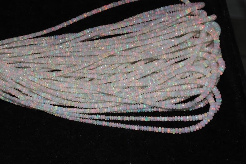 Ethiopian Welo Opal Bead Opal Rondelle Beads 3-5 mm Opal Cut Beads Multi Fire Opal Beads AAA+ Ethiopian Opal Faceted Rondelle Beads for Making Jwelery