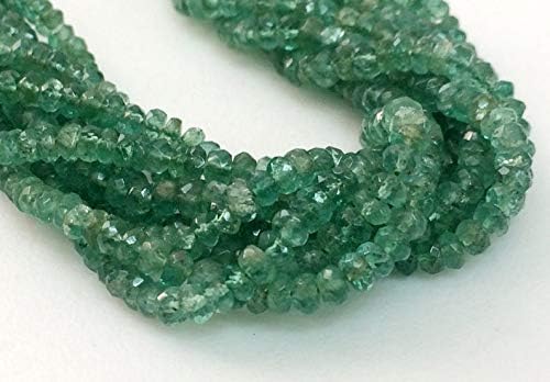 Emerald Beads, Natural Faceted Rondelle, Green Emerald Necklace, 3-5mm, 22 Inch