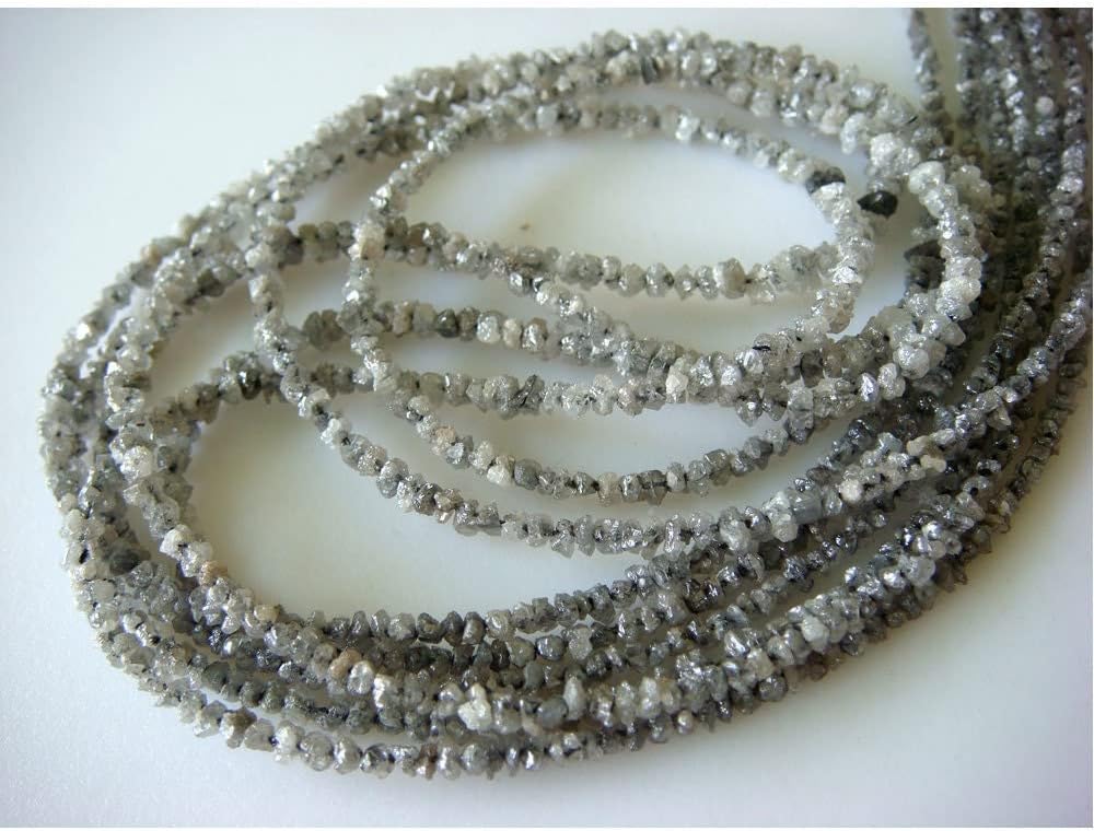 2mm Gray Rough Diamonds, Sparkling Gray Raw Diamond Beads, Gray Raw Uncut Diamond Beads For Jewelry (4IN To 16IN Options), 2 MM