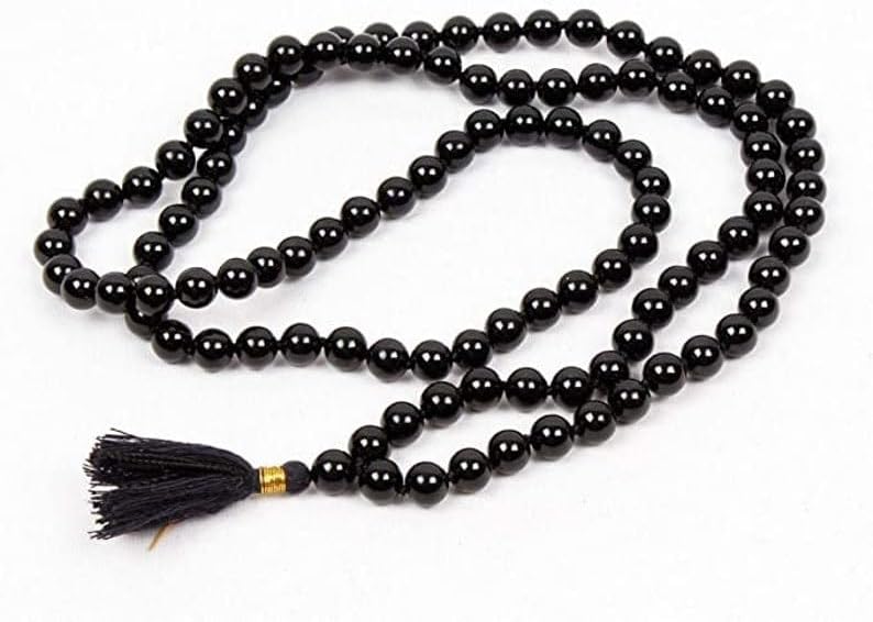 Black Onyx Stone Mala Beads, 108 Mala Necklace, Knotted Mala, WWG Necklace, Yoga Jewelry Meditation Beads Spiritual Jewelry Boho Jewelry, 34inch, Gemstone