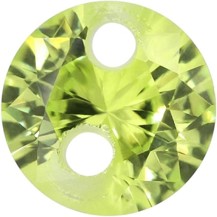 AA A A A Round Double Hole Cubic Zirconia Beads Loose Stones for DIY Jewelry Making - CZ with Holes - (Color: Olive/Size: 16mm 20Pcs)