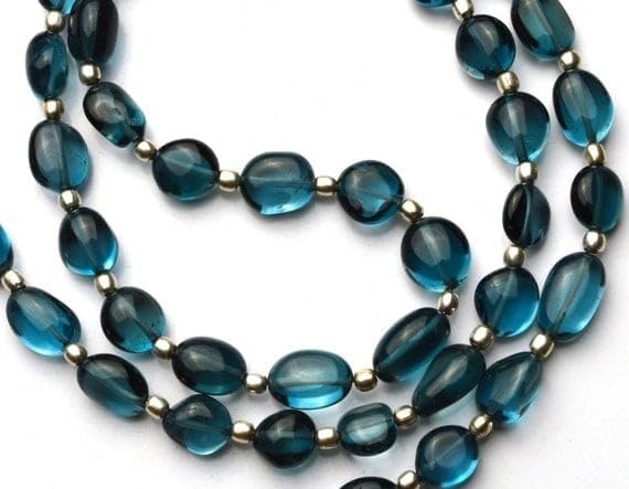 BEADS GEMSTONE 1 Strand Natural Lonn Blue Topaz Smooth Nugget 6 to 8MM Broad & 8 to 10MM Long Bead 20 Inch Code-HIGH-5029