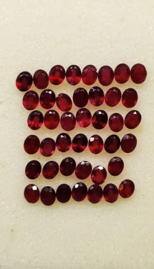 10 Pieces Ruby/Faceted Ruby Cut Stone/Ruby Gemstone/Oval Shape/Open Red Ruby/Jewelry Making stone 5x4 Mm/July Birthstone By Krishiv Exports