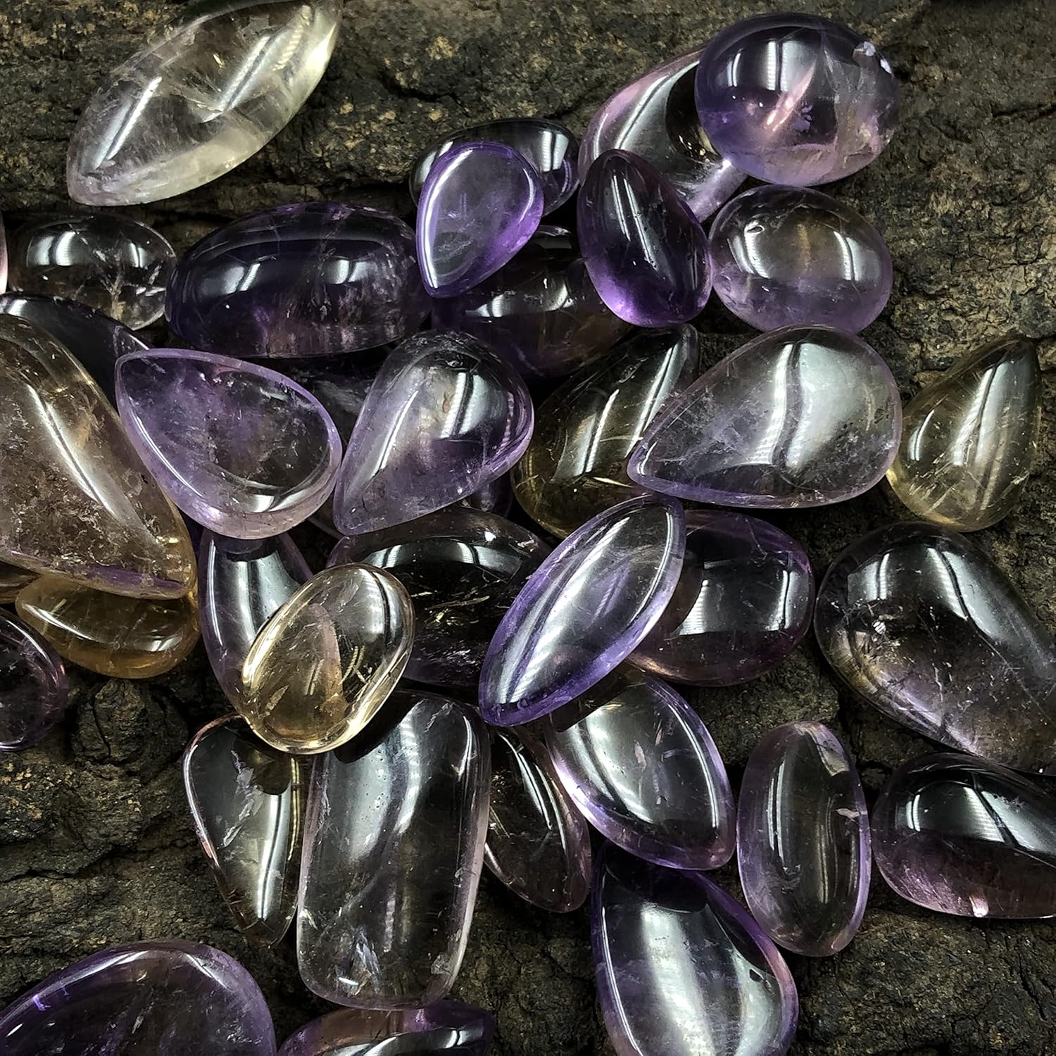 Natural AMETRINE Gemstone Loose Cabochon Lot For Jewelry Making, Loose Gemstone For Ring, Earring & Pendant Necklace, Jewelry Making Cabochons, Healing Gemstones