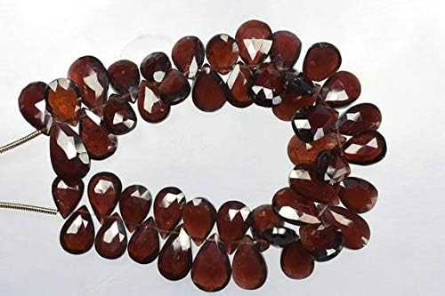 6 Inch 7x10-8x14mm Natural Red Garnet Faceted Pear Shape Briolette Beads Strand Code-HIGH-59114