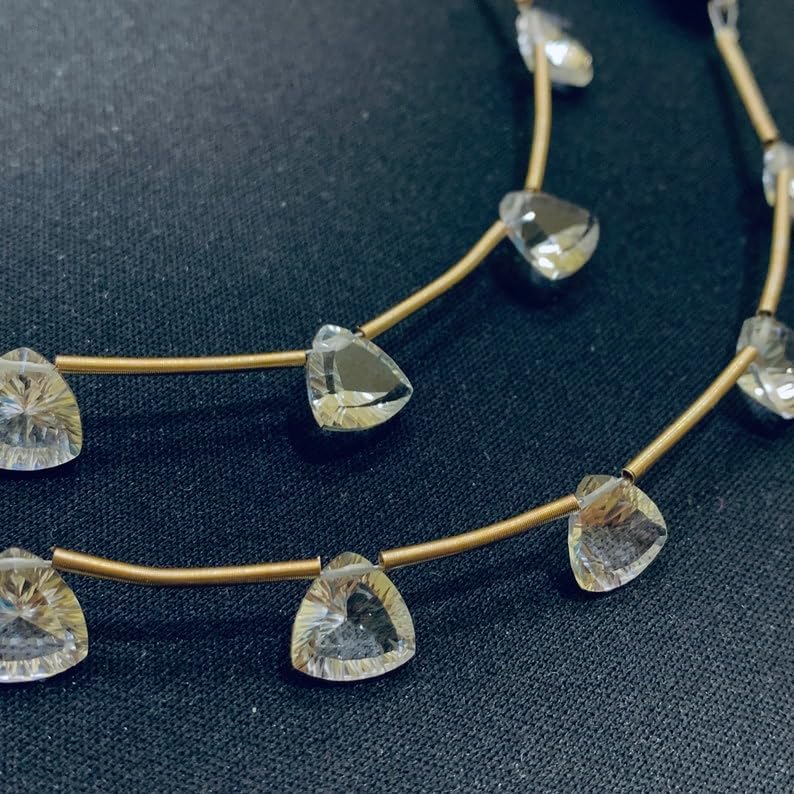 Natural Crystal Quartz Trillion Smooth Beads 10 mm 4 inch Long String Jewelry Making Gemstone Beads for Necklace Bracelet
