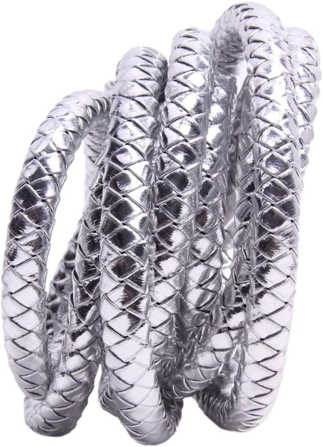 5m/100m Round Leather Cord String, DIY Necklace Bracelet Making Finding, Gold/Silver Braided PU Rope Jewelry Accessories, 1pcs (Color : Gold, Size 12mm 100m)(Silver,12mm 100m)