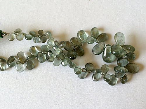 1 Strand Natural Moss Aquamarine Beads, Moss Aqua Plain Pear Beads, Moss Aquamarine Necklace, 4x7mm - 9x14mm Approx., 9 Inch