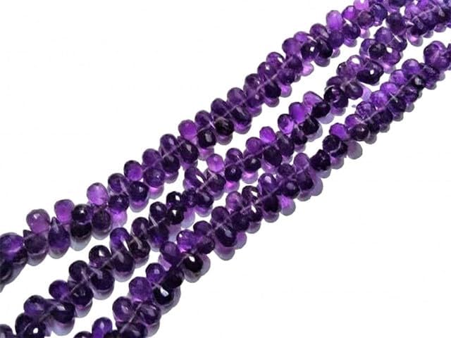 Natural Amethyst 4x6 to5x7mm Faceted Drop Beads,Amethyst Loose Beads 6 Inches lot of 25 Strands CHIK-STRD-97622