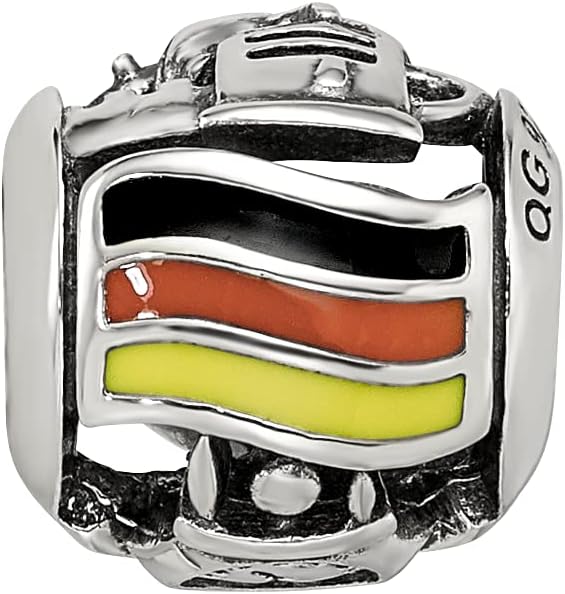 Sonia Jewels Solid 925 Sterling Silver Reflections Enameled Germany Theme Bead (10.6mm x 10.6mm)