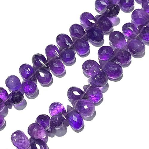 13 inch natural beads strand of 9-14mm faceted drop amethyst gemstone beads for DIY jewelry - necklace, bracelet, earring, ring.