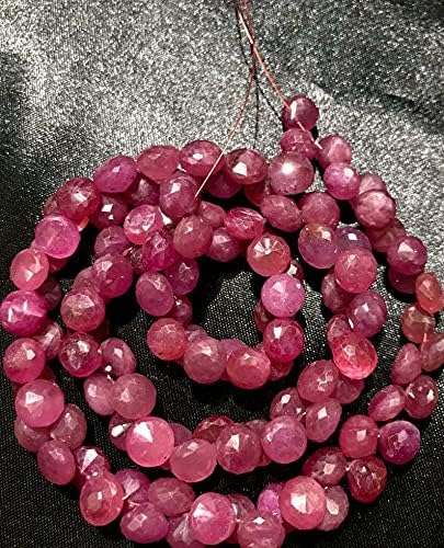 Natural Natural Pink Sapphire Onion facated Beads 8-9 MM 18 inch Long String Jewelry Making Gemstone Beads for Necklace Bracelet