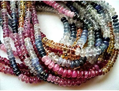 7 Strands Multi Sapphire Beads, Sapphire Rondelle Beads, 2.5mm to 4mm Beads, 14 Inches to 17 Inches Each