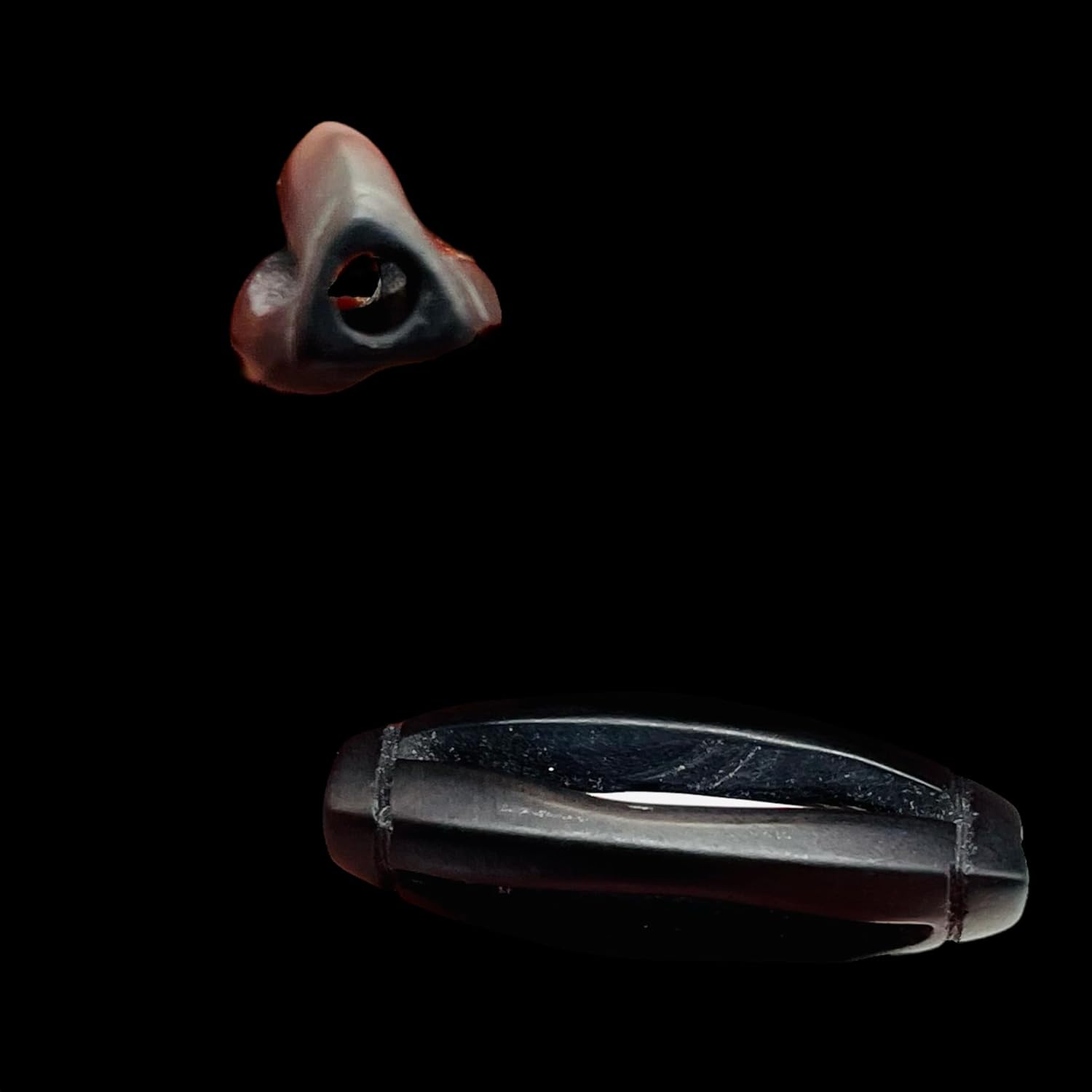 Stunning Carved Matte Onyx Centerpiece Bead Strand | 29x11 to 27x10mm| 14 Beads|