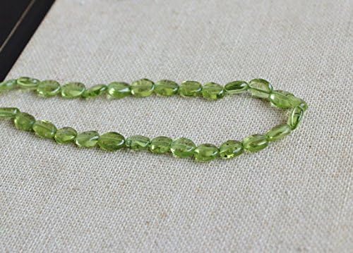 Peridot Gemstone Briolette Smooth Oval Nugget Center Drilled 5.5 to 6mm 28 beads