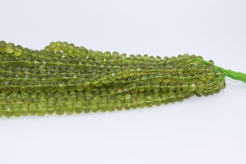 Natural Peridot Faceted Rondelle Beads 6-10mm Green Peridot Rondelle Wholesale Beads Strand for Jewelry Making Craft