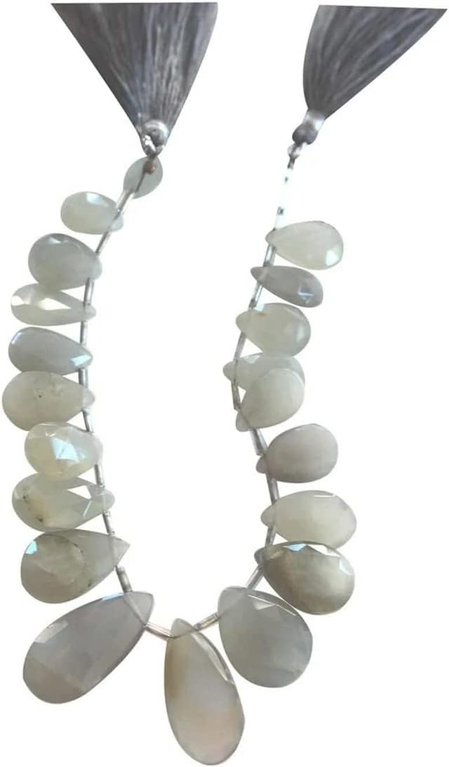 Gray Moonstone Jewelry Gemstone Necklace Beads - Pear/Teardrop Handmade Natural Moonstone is Perfect for DIY Jewelry Making Earrings CHIK-STNRD-24379