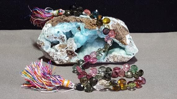 Natural Multi Color Tourmaline Faceted Heart Shape Briolette Beads, 9 in Strand, 6.5mm x 6.8mm