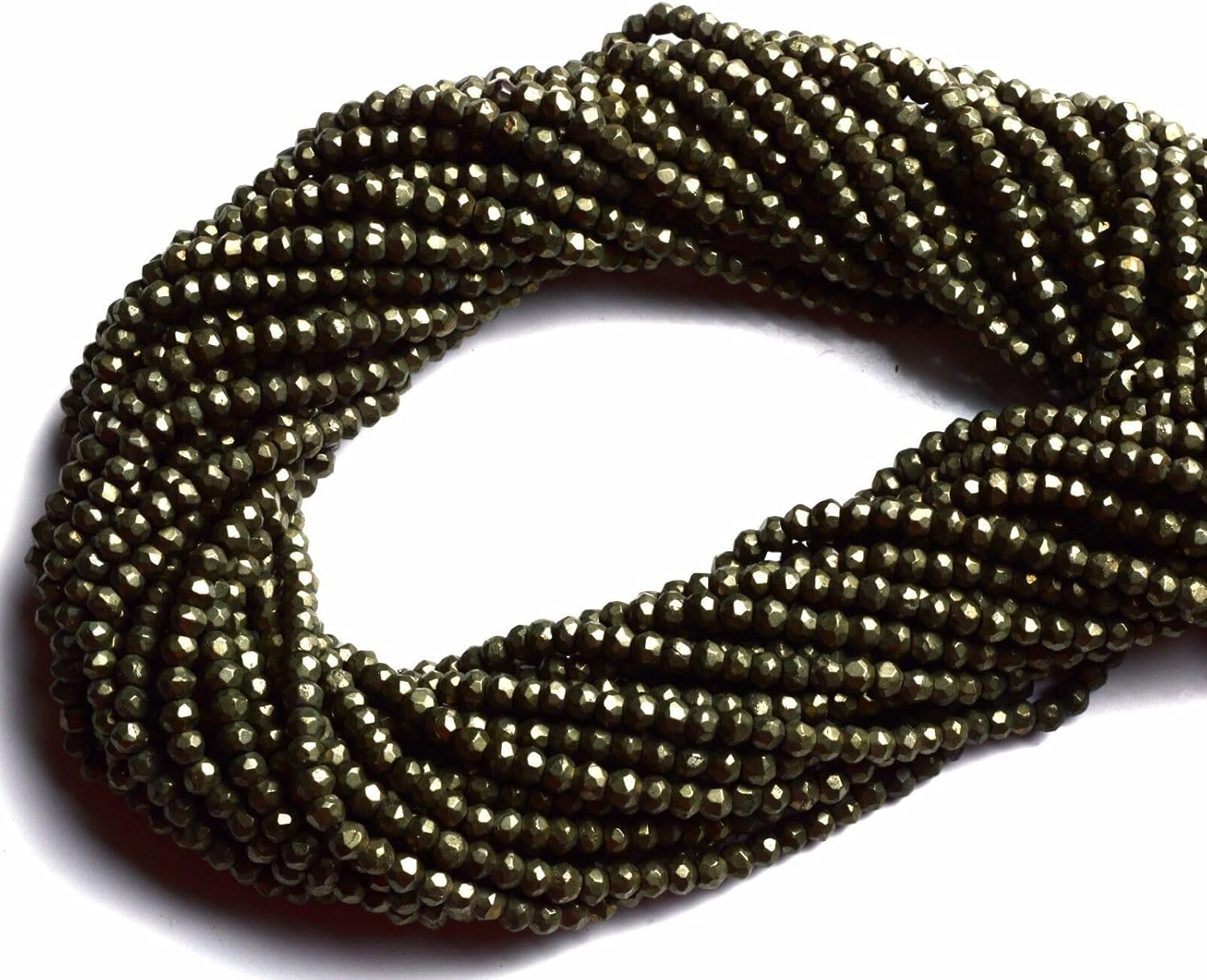 13 inch Strand of Natural gem Golden Pyrite, 3.5mm Rondelle Faceted Beads for DIY Jewelry Making. | Beads_03833