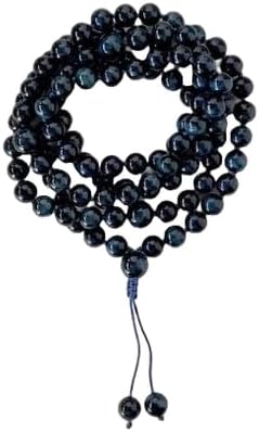Natural BLUE TIGER Eye 8mm 108 Mala Beads, Spiritual, Meditation Beads, Reiki, Japa Mala, Buddhist Prayer Beads, Yoga Bracelet, healing beads LKMALA-RRGU-2405