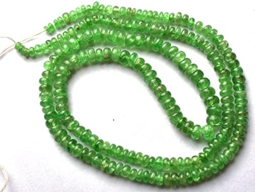13 inch Strand of Natural gem Green Garnet Tsavorite, 3-5mm rondelle Smooth Beads for DIY Jewelry Making. | Beads_04227