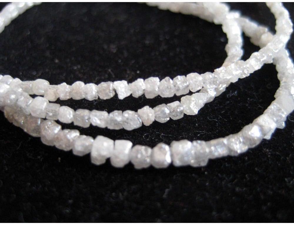 White Diamond Box Beads, 1-2 mm Rough Natural Raw Conflict Free Diamond For Jewelry (4 IN To 16 IN) - APPD1
