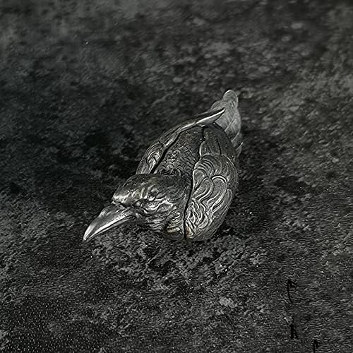 S925 sterling silver Raven EDC Bead DIY Paracord Keychain Bead Bracelet Accessories Bead,Necklace Pendant Bead,Lanyard Bead,Brass Charms
