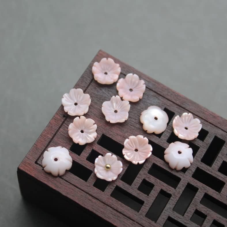 Davitu (100pcs/lot )Many Colors 8mm Five-petaled Flowers Mother of Pearl Shell for DIY Jewelry Flower MOP Pearl Shell Beads for Brooch - (Color: White, Item Diameter: 8mm)