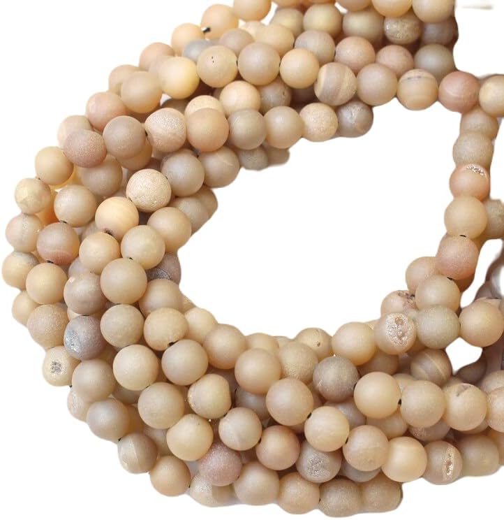 13 inch Strand of Natural gem Electroplated Peach, 8 mm Round Smooth Beads for DIY Jewelry Making. | Beads_03629