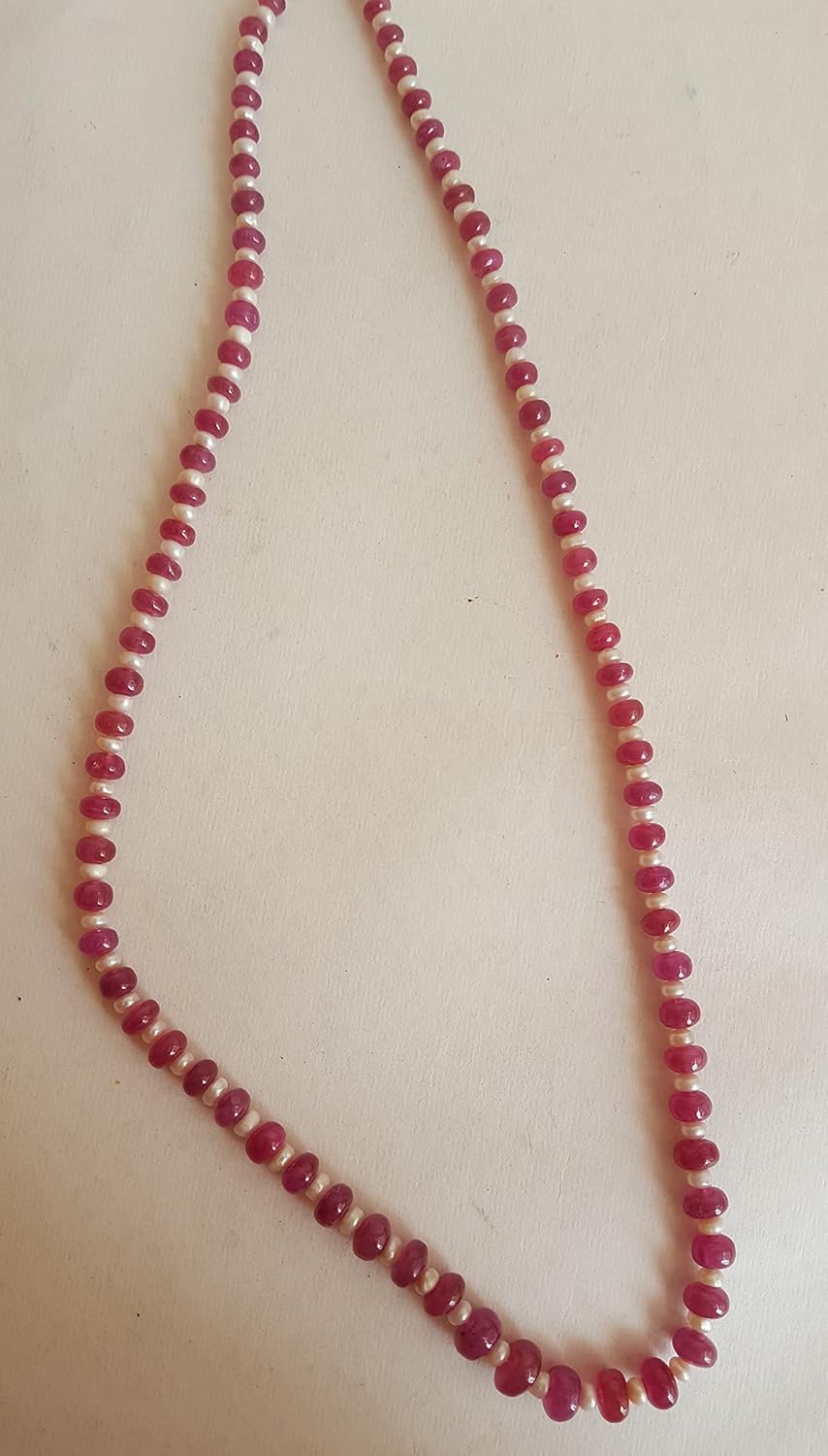 Precious Ruby Gemstone & Fresh Water Pearl Rondelle Smooth Beaded Necklace ~~190 carats~~ 22 inches Long~ Stunning Color Ruby Beads for Jewelry Making ~ Wholesale Price ~AAA Quality