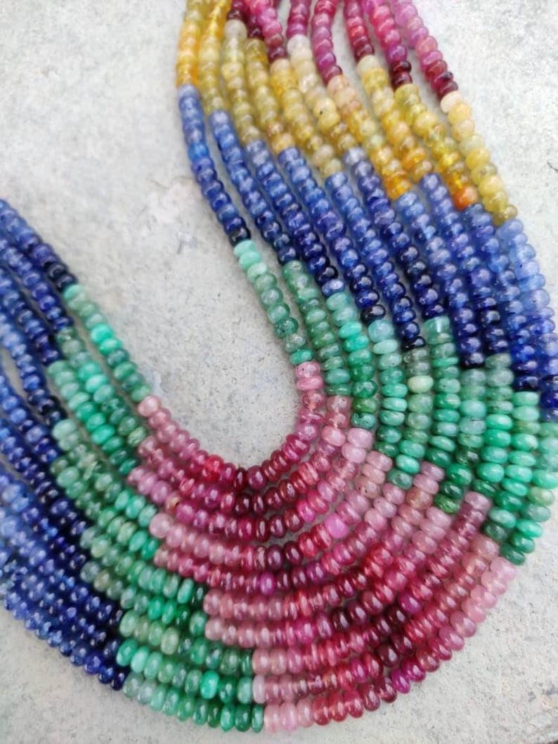 Natural Multi Precious roundelle Smooth Beads 5-5.5 mm 16 inch Long String Jewelry Making Gemstone Beads for Necklace Bracelet